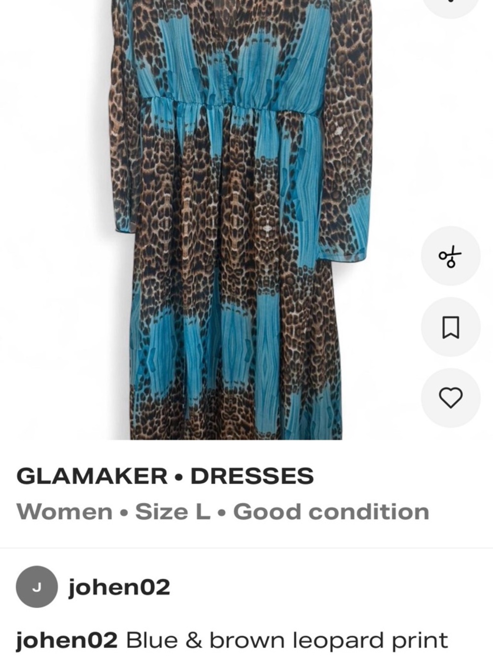 Blue and Brown Leopard Print Maxi Dress